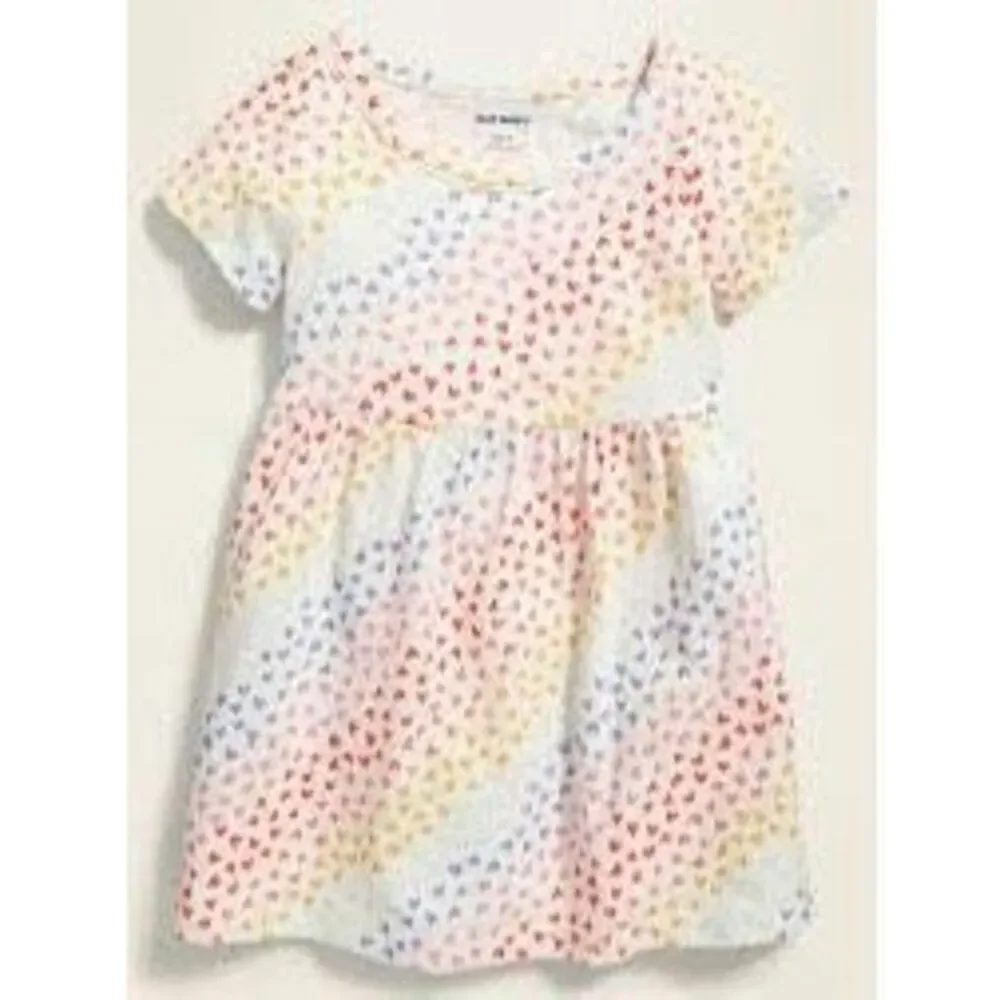 OLD NAVY Toddler Girls 18-24 Months Valentine Rainbow Heart Print Knit Dress BUY
